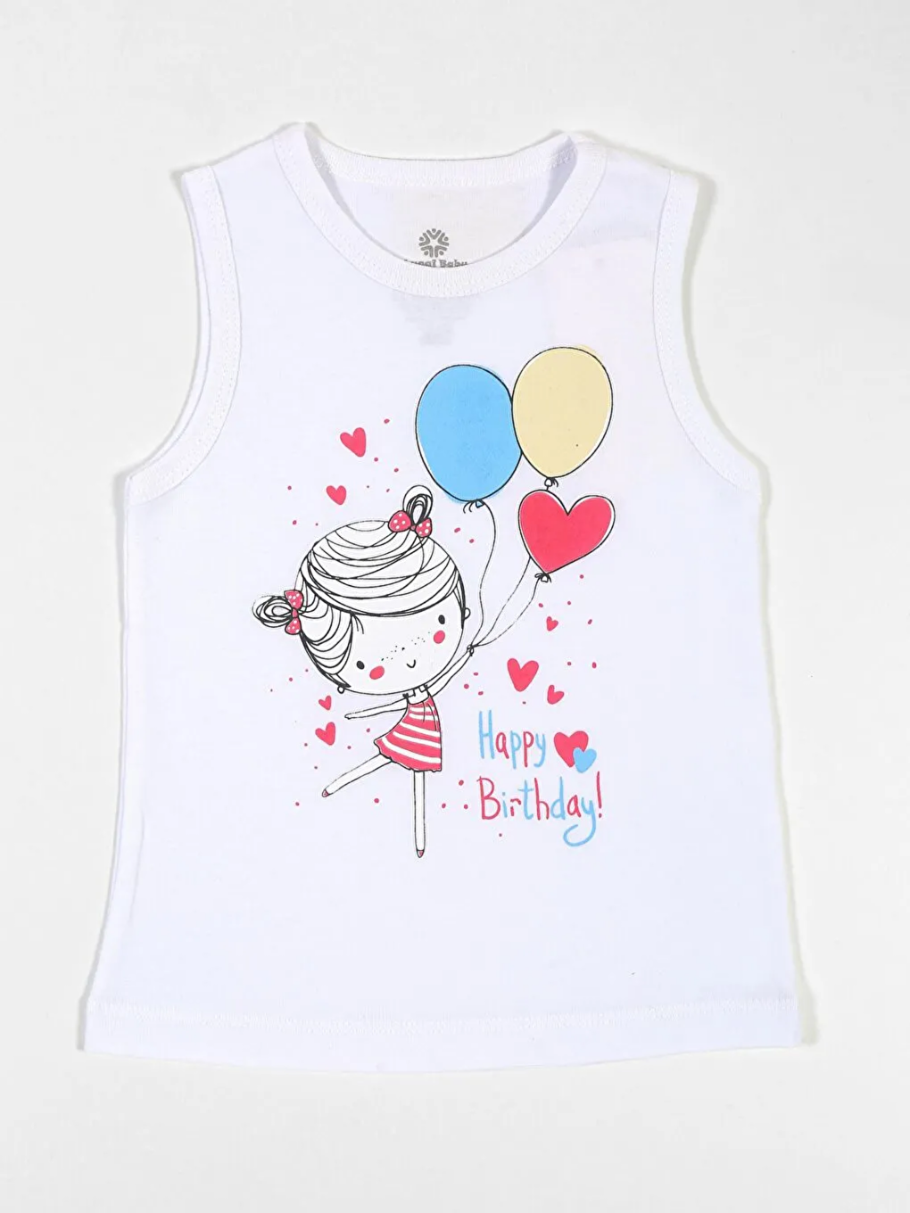 Beyaz Bisiklet Yaka Kolsuz Kız Çocuk Tişört ve Şort 2'li Takım-1