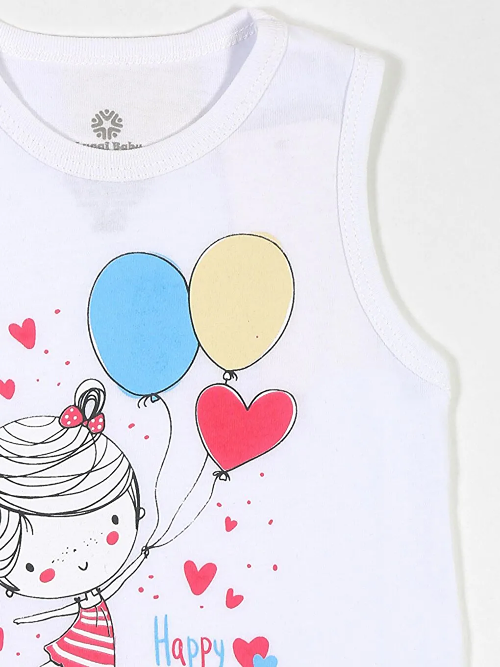 Beyaz Bisiklet Yaka Kolsuz Kız Çocuk Tişört ve Şort 2'li Takım-3