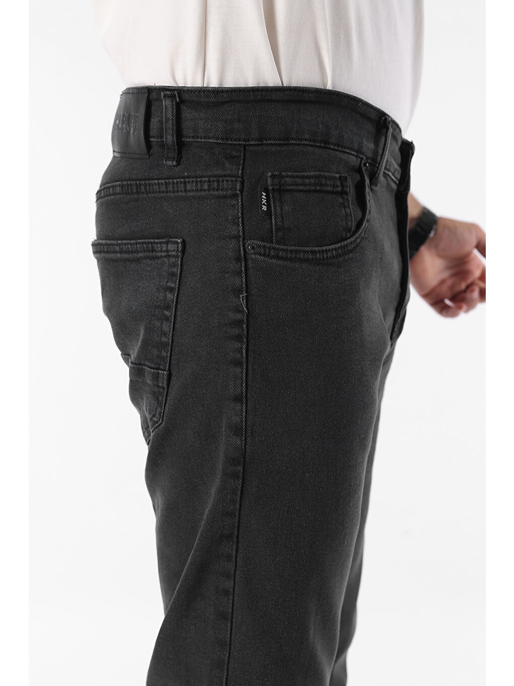 Erkek Pamuklu Yüksek Bel Bol Siyah Baggy Jean Pantolon-4