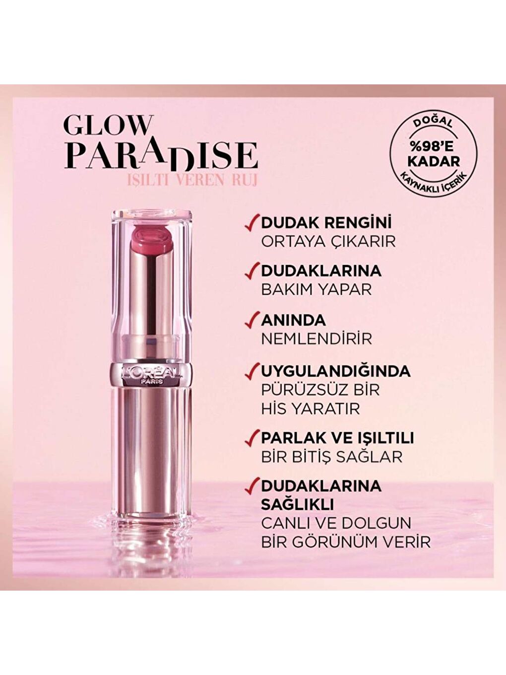 L'Oreal Paris Nude Glow Paradise Balm-in-Lipstick - Işıltı Veren Ruj 191 Nude Heaven - 6