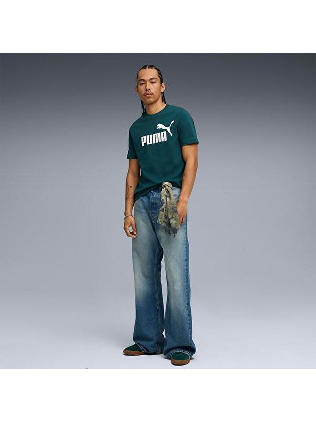 Essentials No 1 Logo Erkek Yeşil Tişört-2