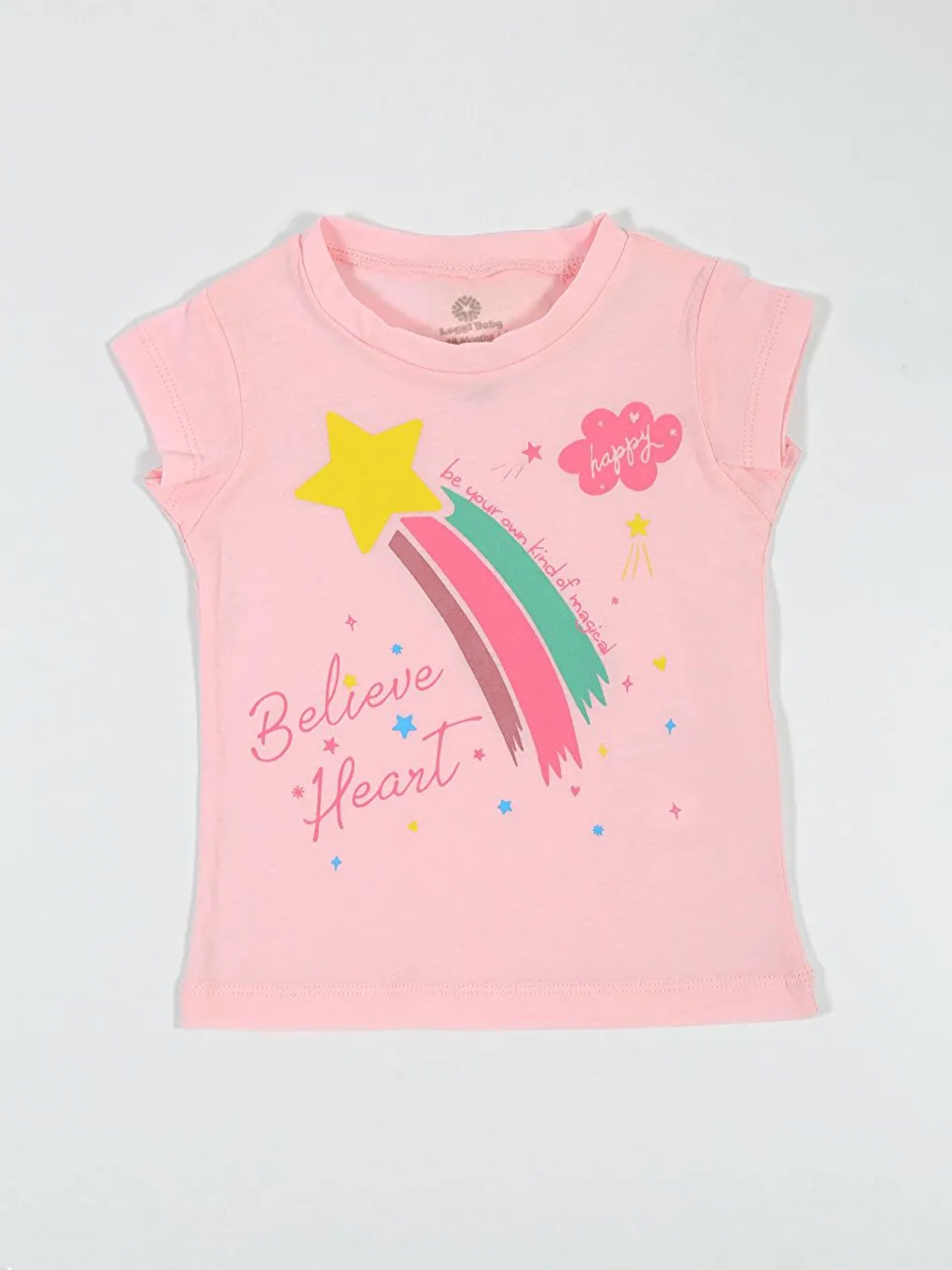 Pembe Bisiklet Yaka Kısa Kollu Kız Bebek Tişört ve Şort 2'li Takım-1