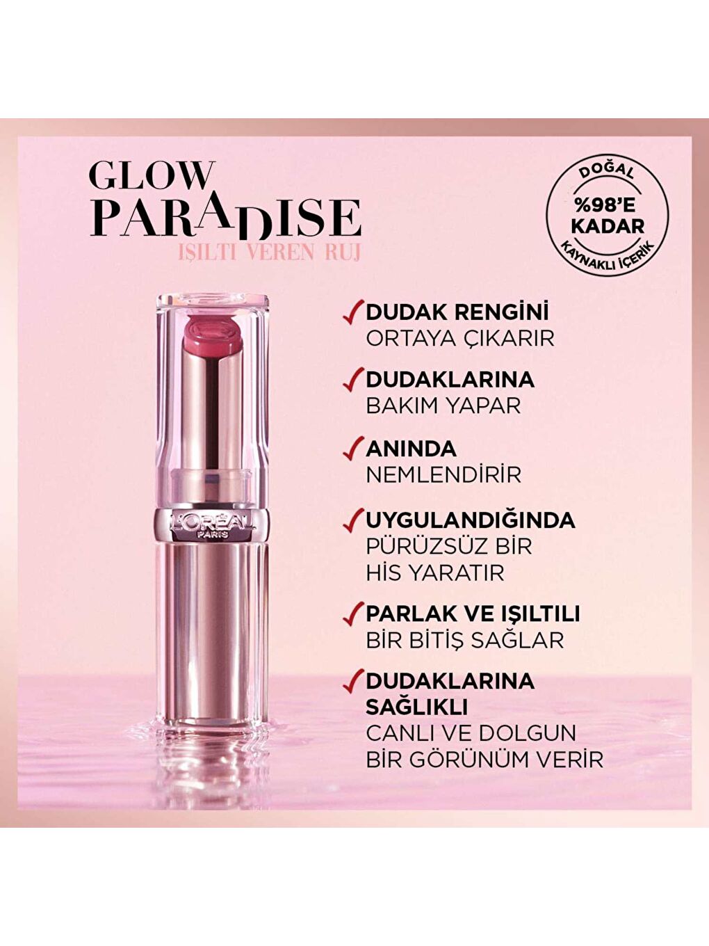 L'Oreal Paris Nude Glow Paradise Balm-in-Lipstick - Işıltı Veren Ruj 191 Nude Heaven - 7