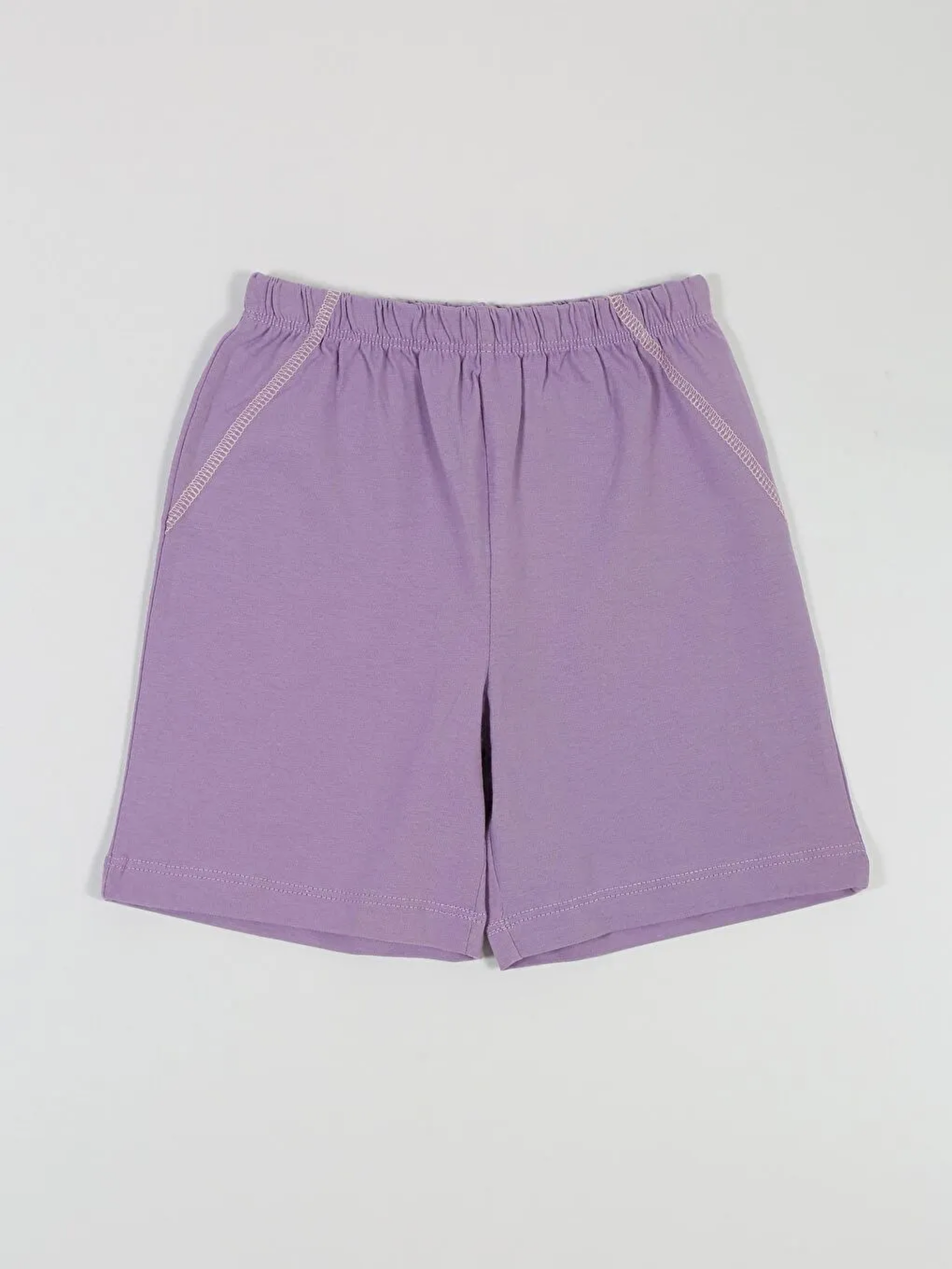 Pembe Bisiklet Yaka Kısa Kollu Kız Bebek Tişört ve Şort 2'li Takım-2