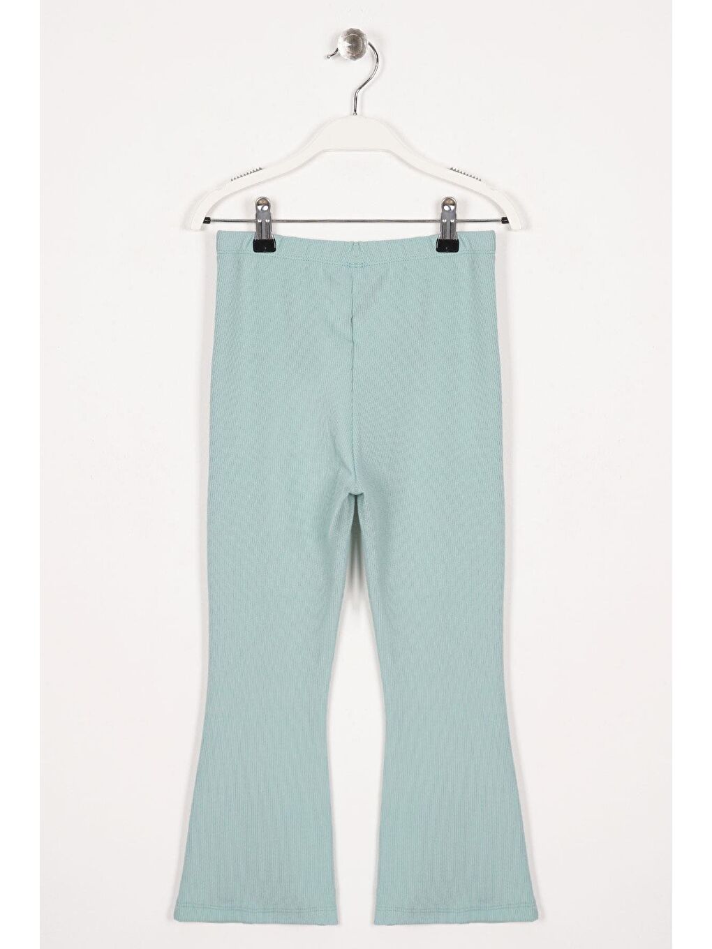 Ön Paçası Yırtmaç Detaylı Fitilli Çağla Yeşil Renk Kız Çocuk Tayt-1