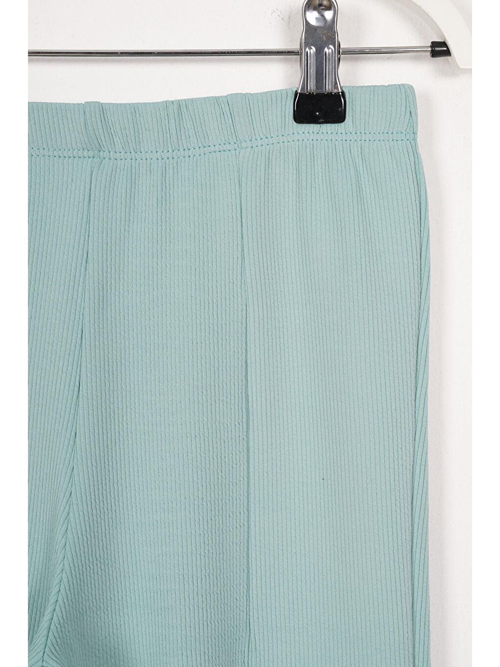 Ön Paçası Yırtmaç Detaylı Fitilli Çağla Yeşil Renk Kız Çocuk Tayt-2