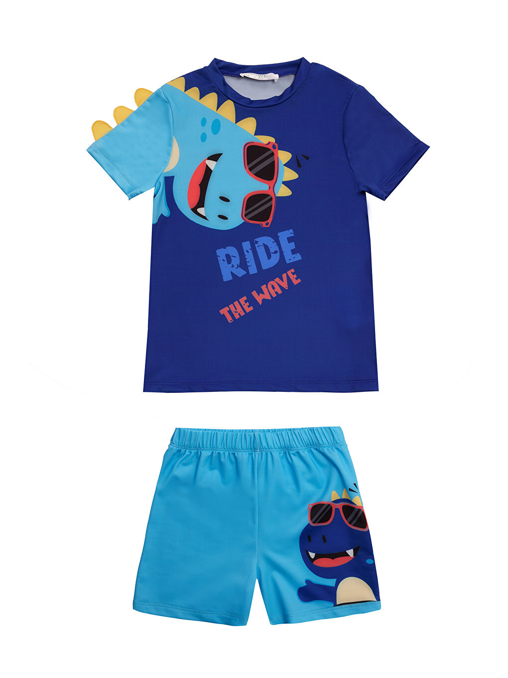 UV Korumalı Şort Kısa Kollu Çocuk Bebek Deniz Havuz Mayosu 5240 Dinozor Lacivert-1