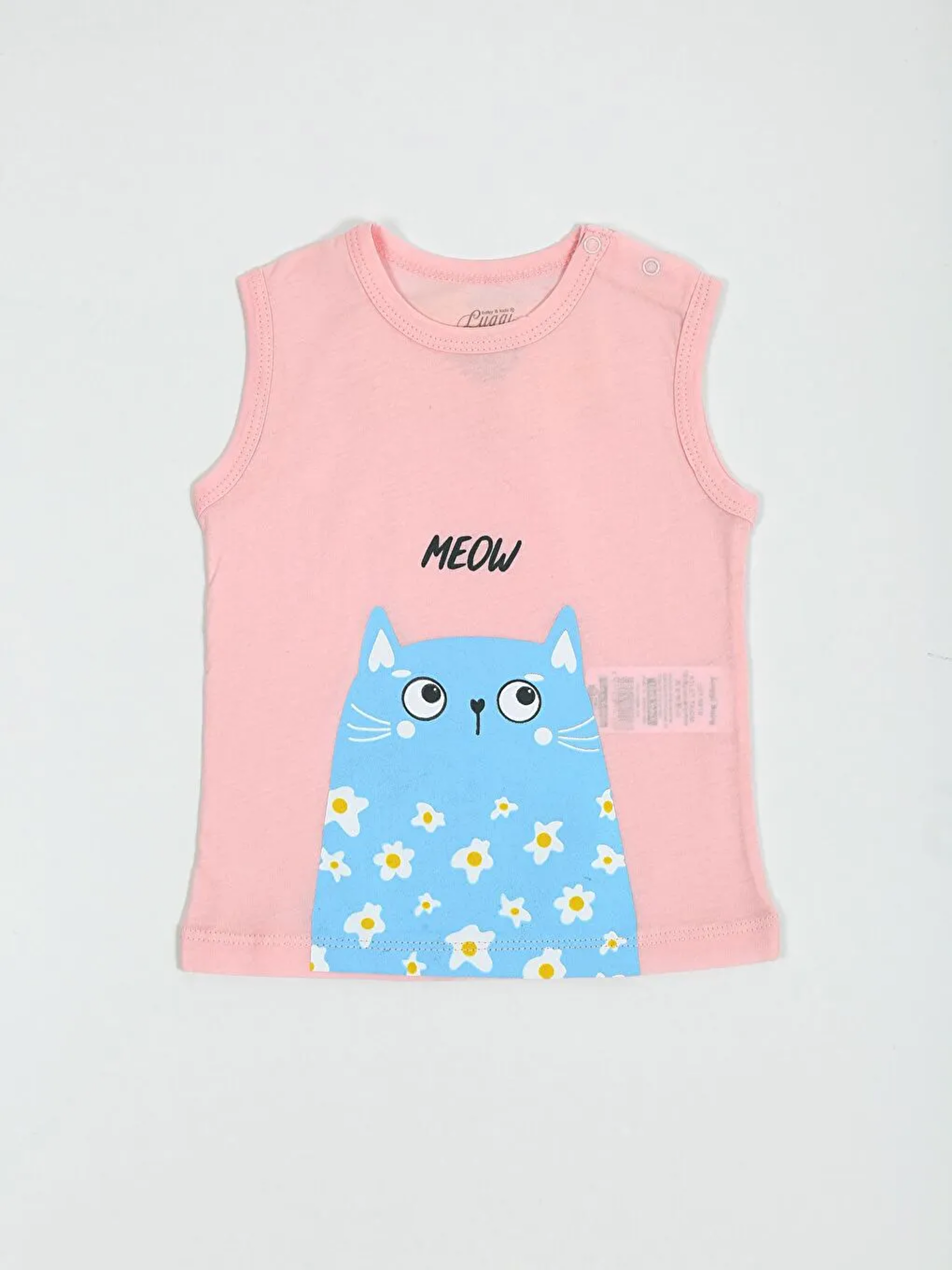 Pembe Bisiklet Yaka Kolsuz Kız Bebek Tişört ve Şort 2'li Takım-1