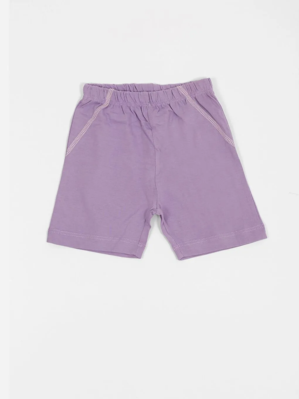 Pembe Bisiklet Yaka Kolsuz Kız Bebek Tişört ve Şort 2'li Takım-2