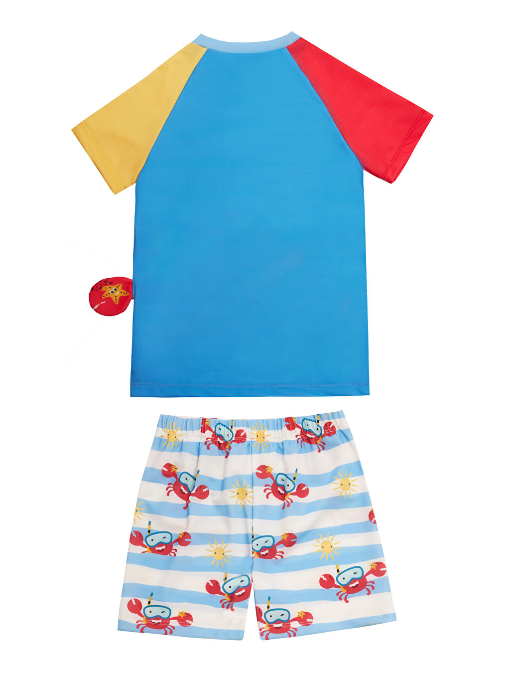 UV Korumalı Şort Kısa Kollu Çocuk Bebek Deniz Havuz Mayosu 5239 Yengeç Mavi-2