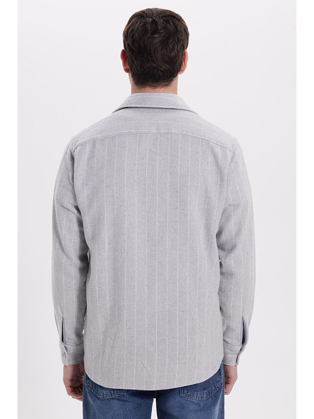 Karışık Erkek Regular Fit Klasik Kesim Çizgili Çift Cep Kapaklı Oduncu Gömlek-6