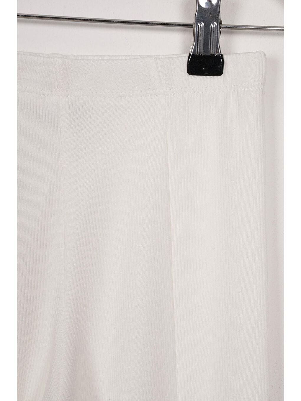 Ön Paçası Yırtmaç Detaylı Fitilli Ekru Renk Kız Çocuk Tayt-2