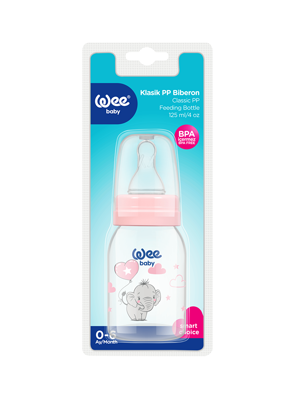 Klasik PP Biberon 125 ml - PEMBE