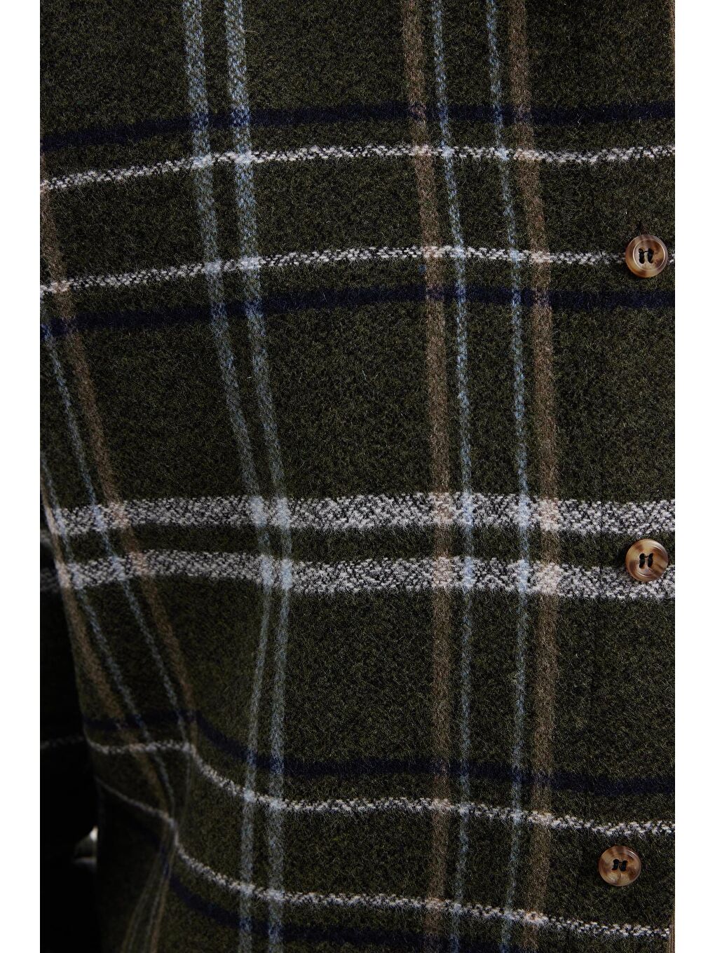 Haki Erkek Slim Fit Dar Kesim Kareli Kışlık Oduncu Gömlek-4