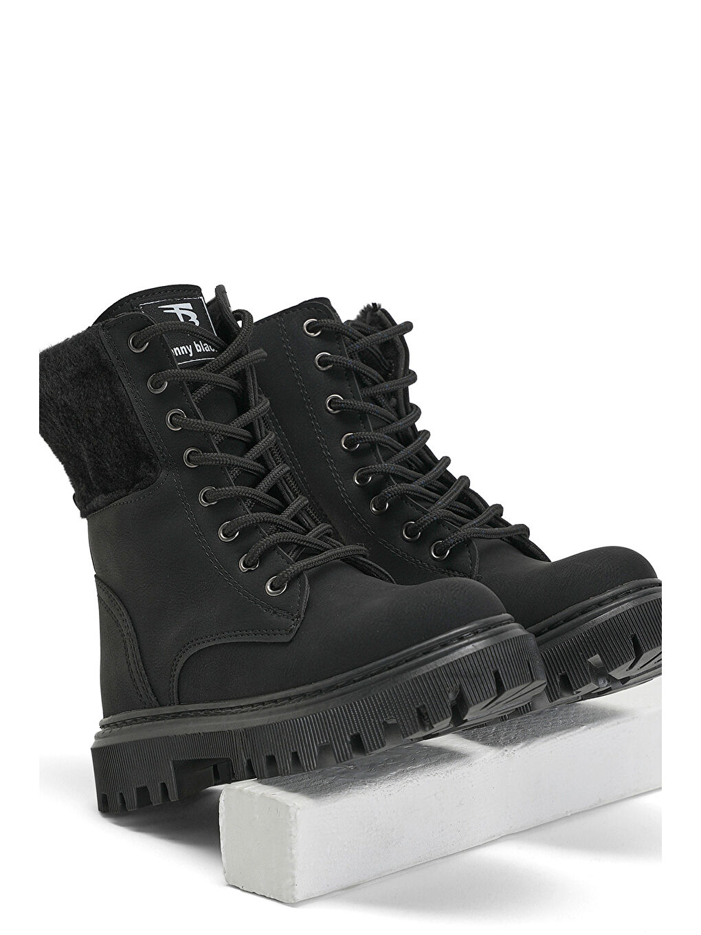 Kız Çocuk Siyah Termo Taban Kürk Detaylı Bağcıklı ve Fermuarlı Uzun Bot-3