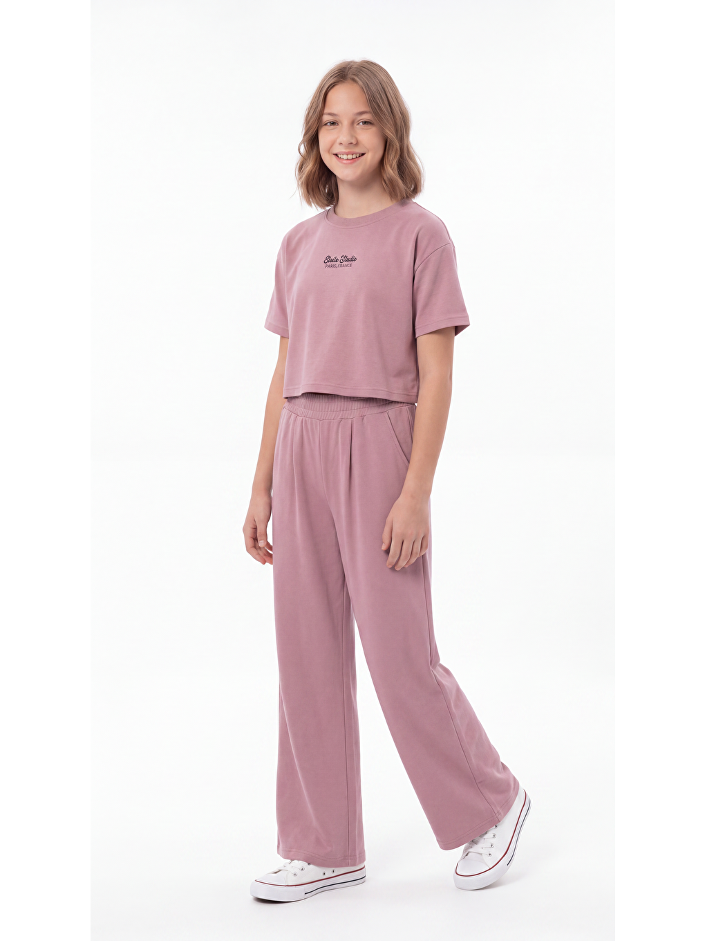 Pembe Etoile Studio Paris,france Baskılı Yumaşak Dokulu-comfort Kumaş Kız Çocuk Alt Üst Eşofman Takımı-3