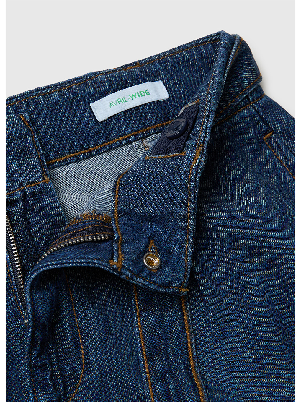 Mavi Kız Çocuk Koyu Denim Bol Paça Denim Kemerli Pantolon-2