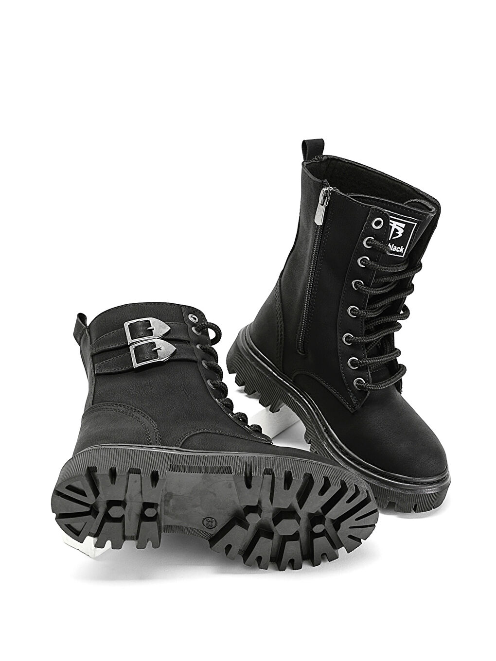 Kız Çocuk Siyah Termo Taban Yanı Toka Detaylı Bağcıklı ve Fermuarlı Uzun Bot-3