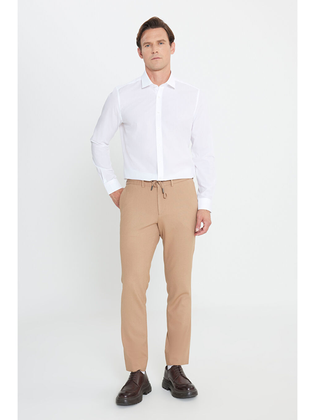 Erkek Beyaz Su Geçirmeyen Leke Tutmaz %100 Pamuk Slim Fit Dar Kesim Klasik Yaka Nano Gömlek-1