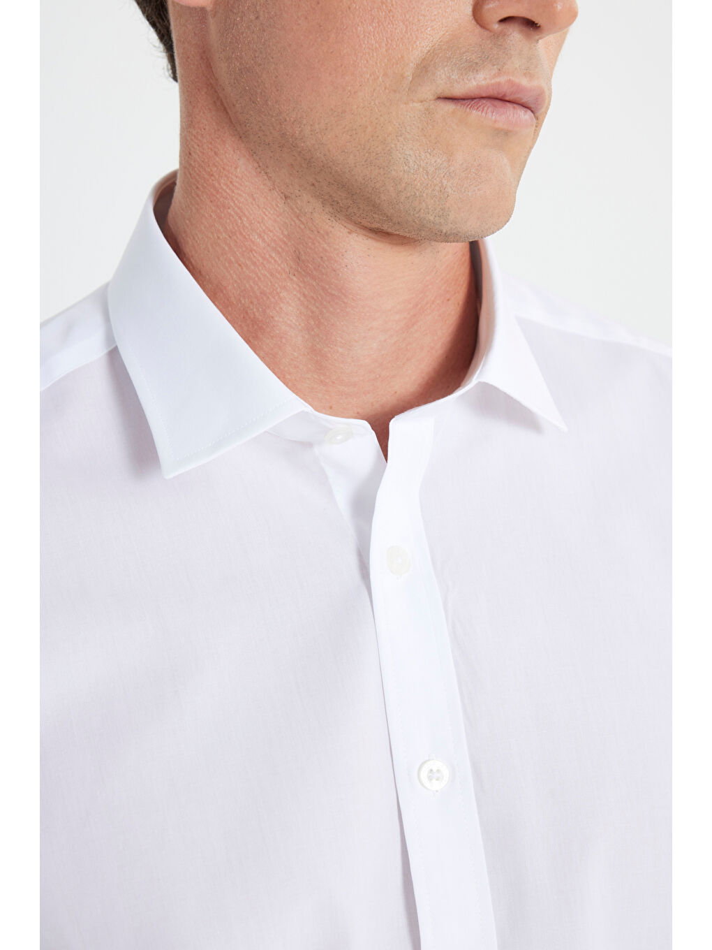 Erkek Beyaz Su Geçirmeyen Leke Tutmaz %100 Pamuk Slim Fit Dar Kesim Klasik Yaka Nano Gömlek-3
