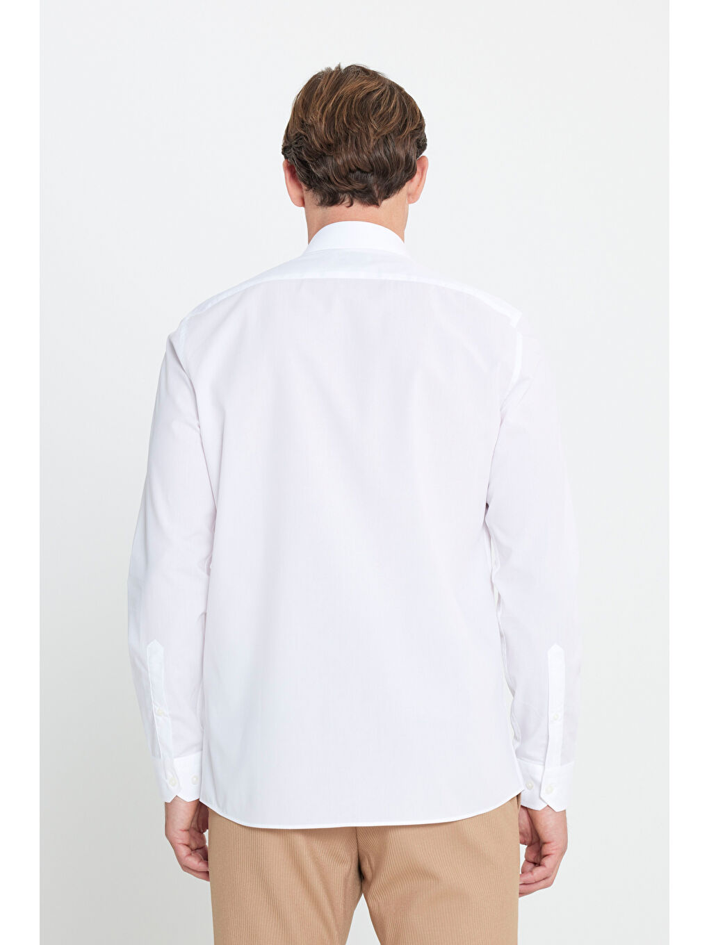 Erkek Beyaz Su Geçirmeyen Leke Tutmaz %100 Pamuk Slim Fit Dar Kesim Klasik Yaka Nano Gömlek-4