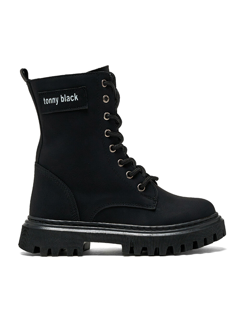 TONNY BLACK Kız Çocuk Siyah Termo Taban Önü Bağcıklı Uzun Bot