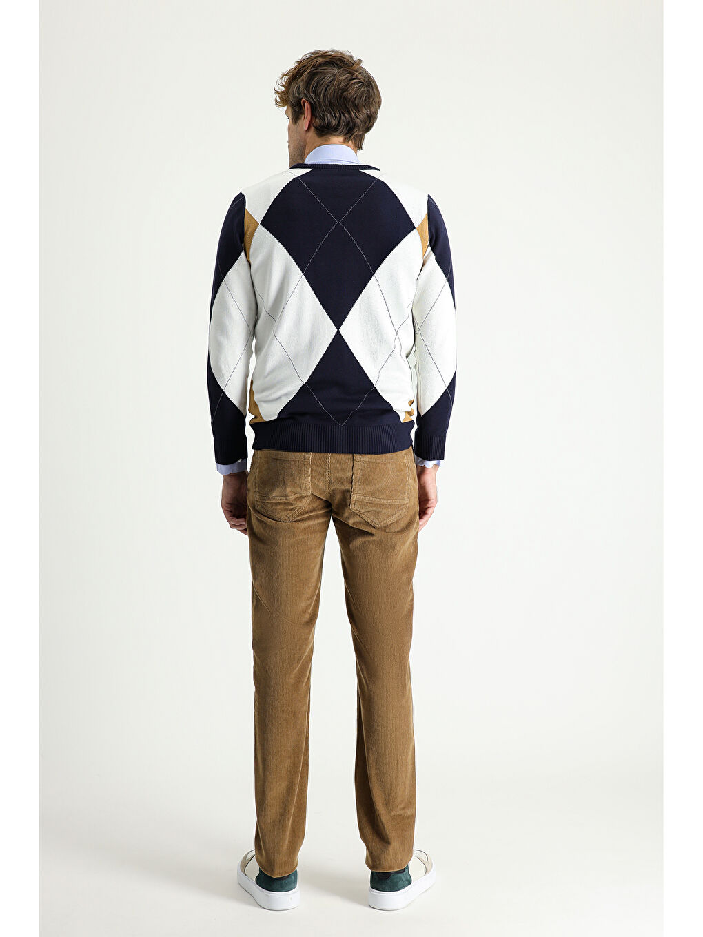 Bej Slim Fit Dar Kesim Elastanlı Kadife Pantolon-4