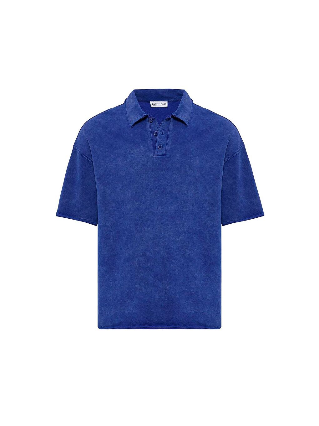 Mavi Polo Yaka Yıkamalı Oversize Tişört Saks-1