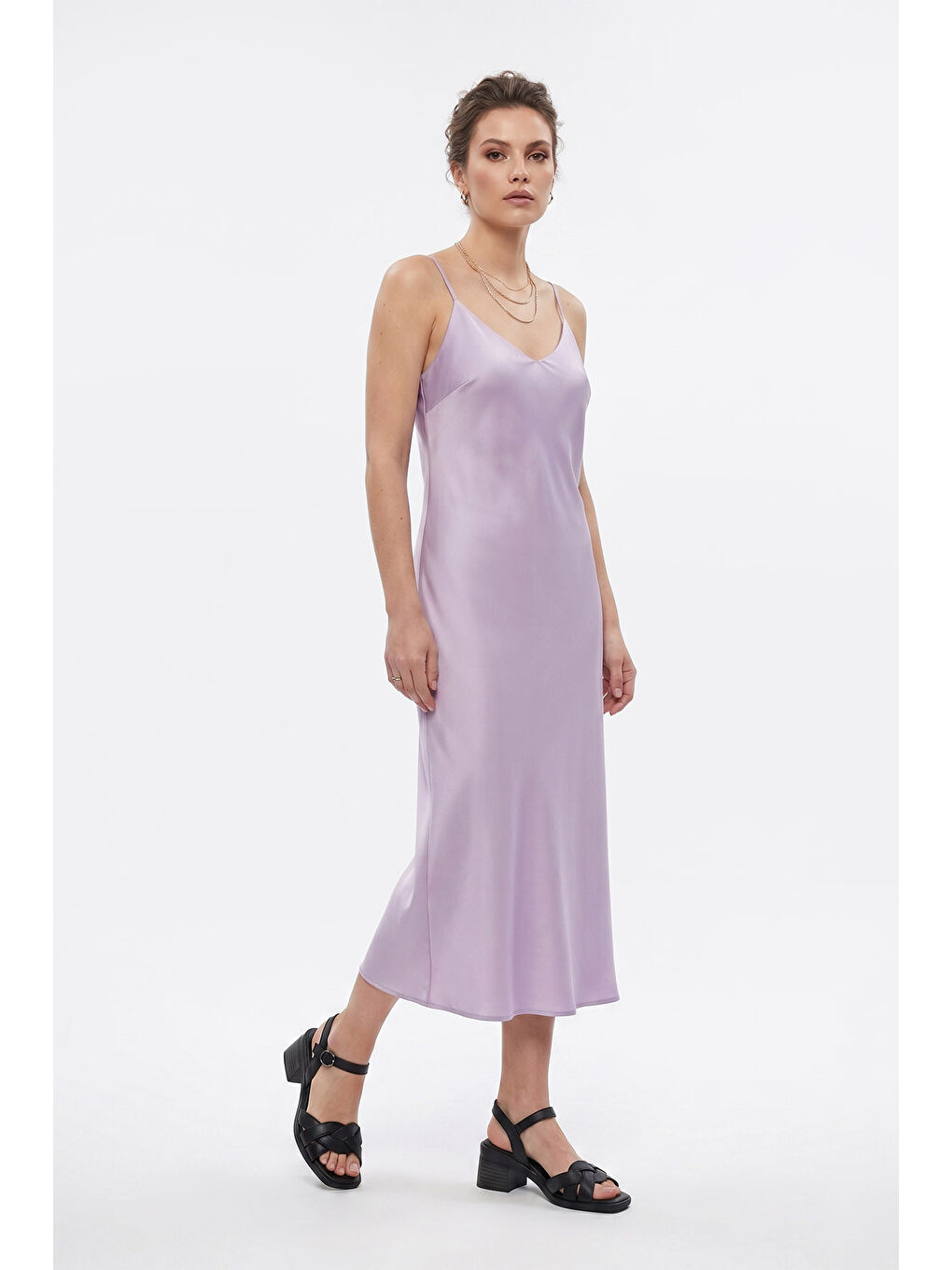 Siyah Kadın SİYAH Örgü Bantlı Kalın Topuklu Hakiki Deri Sandalet-2