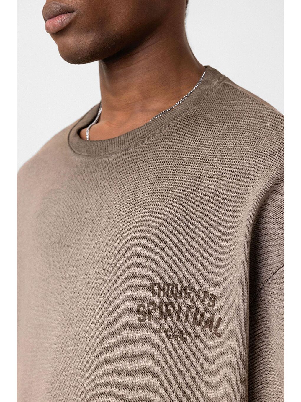 Kahverengi Yıkamalı Oversize Triko Tişört Kahve-5