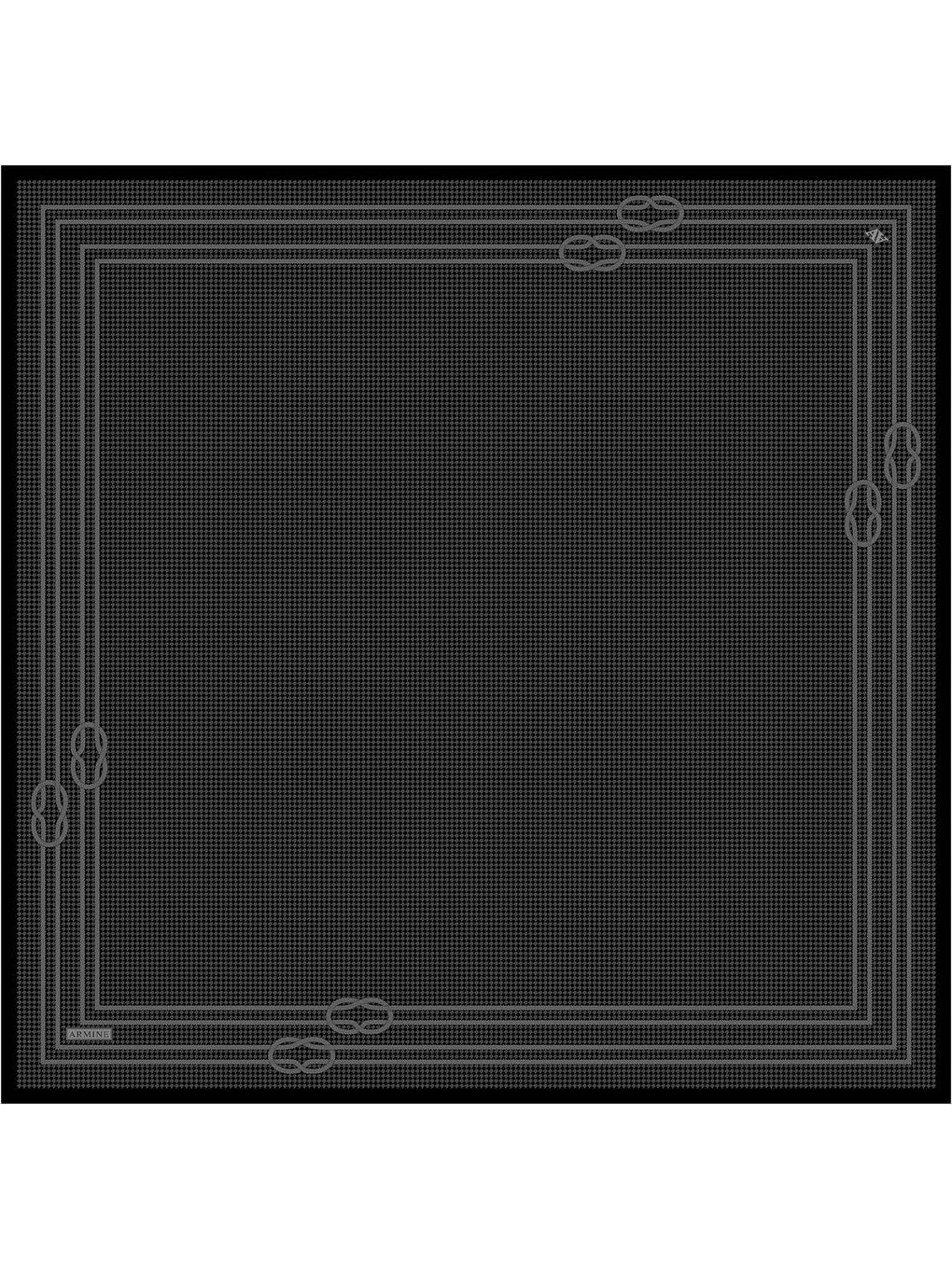 Siyah Klasik Desenli Saf İpek Twill Eşarp 9404D 11-3