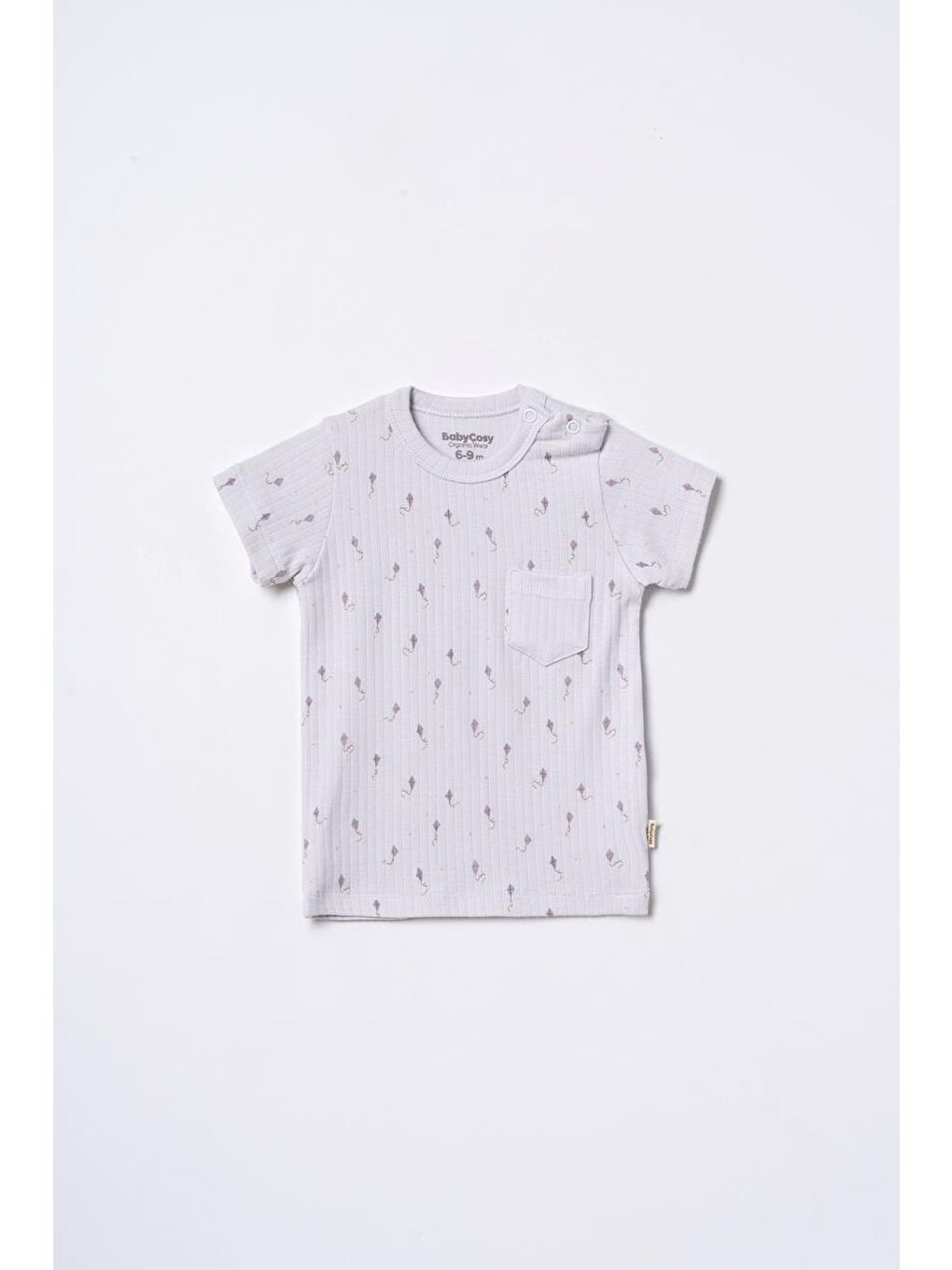 Gri Bebek Kısa Kollu Tişört ve Pantolon Takımı, %100 Pamuk, Bebek ve Yenidoğan Serisi - CSYM31114-1