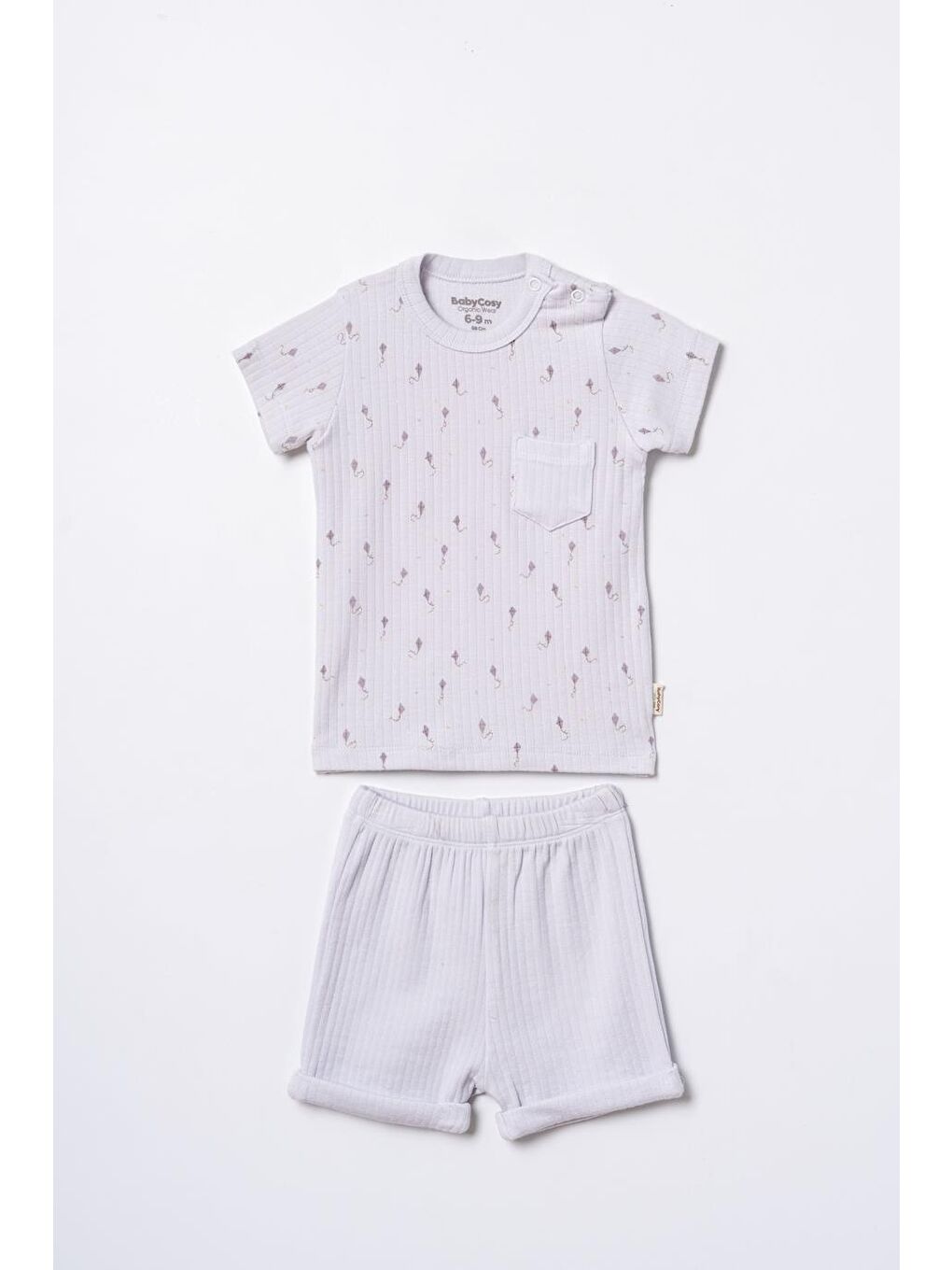 Gri Bebek Kısa Kollu Tişört ve Pantolon Takımı, %100 Pamuk, Bebek ve Yenidoğan Serisi - CSYM31114-2