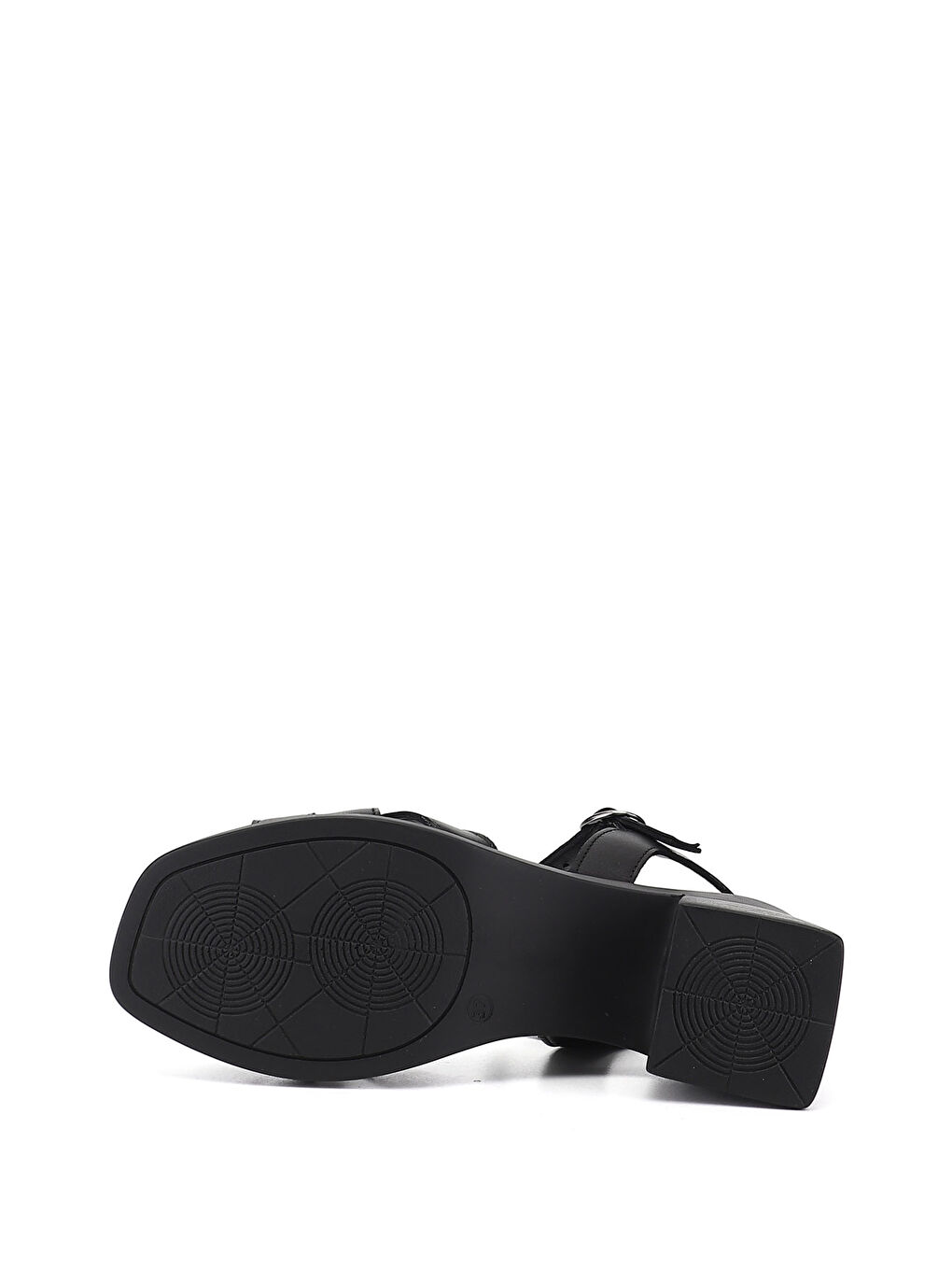 Siyah Kadın SİYAH Örgü Bantlı Kalın Topuklu Hakiki Deri Sandalet-5