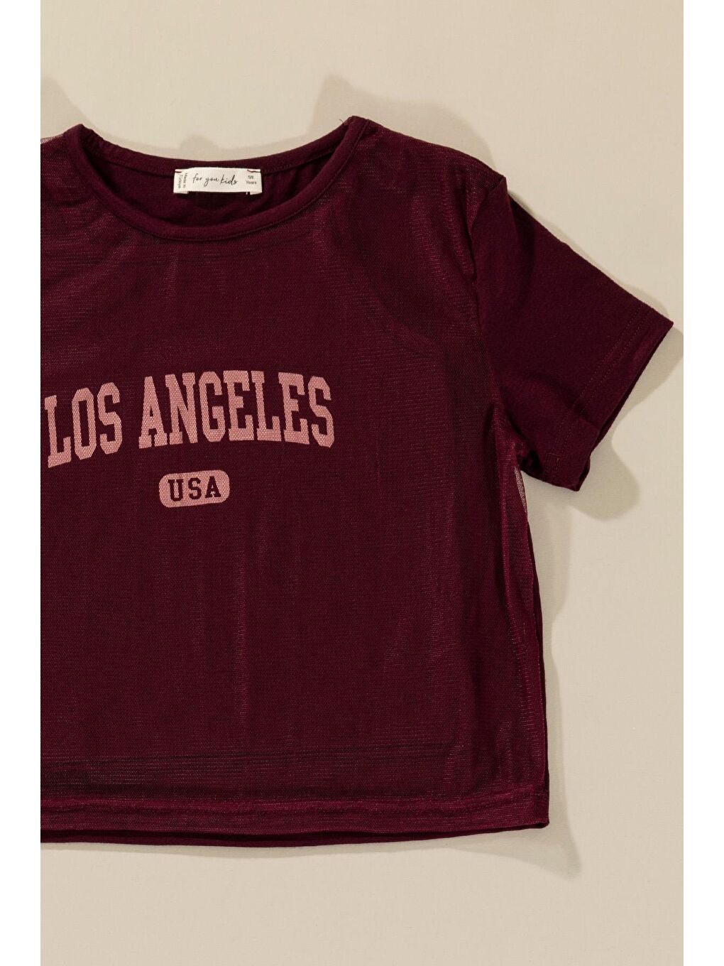 For You Kids Bordo 3'lü Los Angeles Baskılı Tshirt Atlet Tayt Bordo Takım - 4