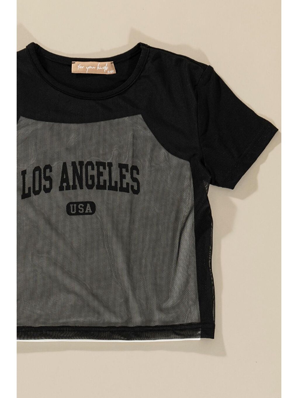 For You Kids Siyah 3'lü Los Angeles Baskılı Tshirt Atlet Tayt Siyah Takım - 3