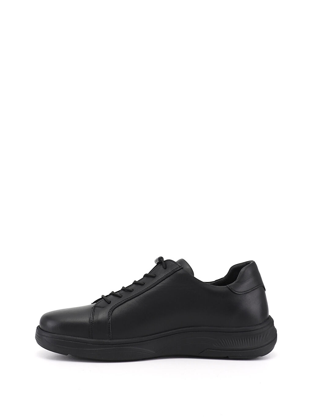 Siyah Erkek SİYAH Bağcıklı Hakiki Deri Sneaker-3