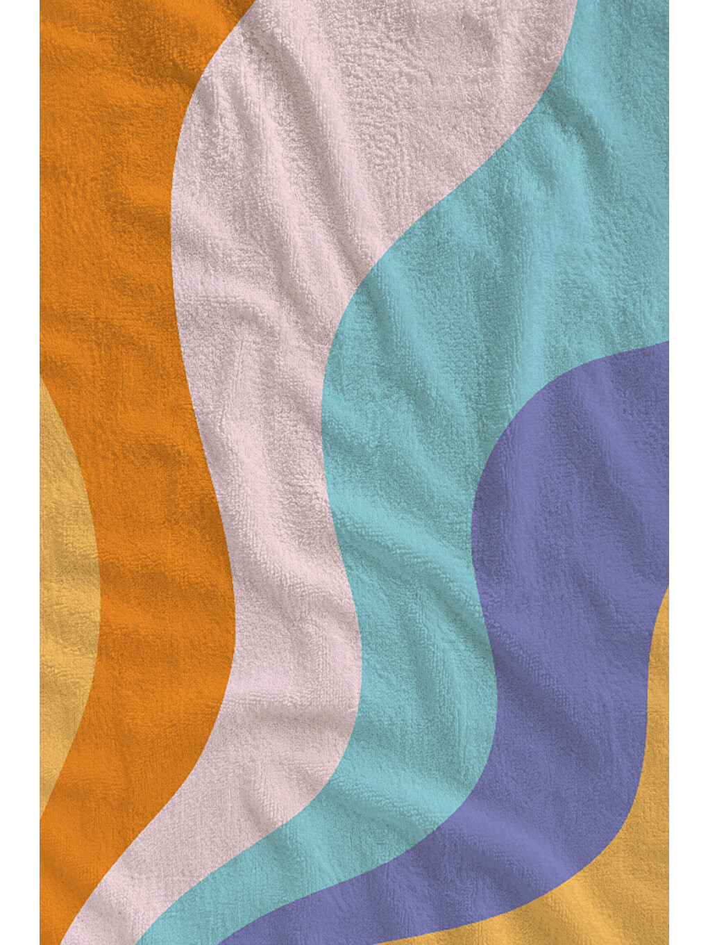 Retro Turuncu Pembe Mint Lila Dalgalı Soyut Desenli 70x150 Cm Dijital Baskılı Plaj Ve Banyo Havlusu-1