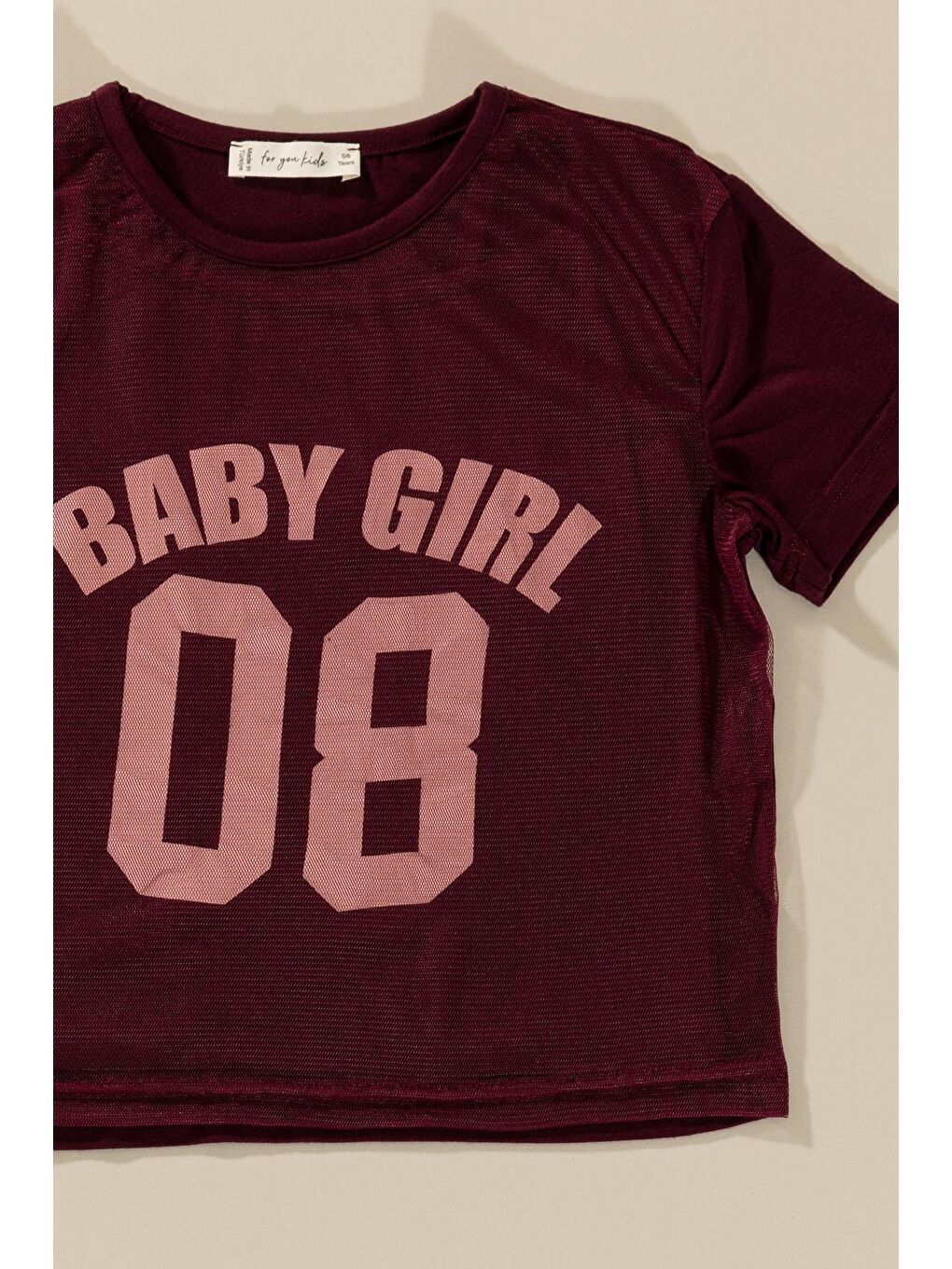 For You Kids Bordo 3'lü Baby Girl Baskılı Tshirt Atlet Tayt Bordo Takım - 2