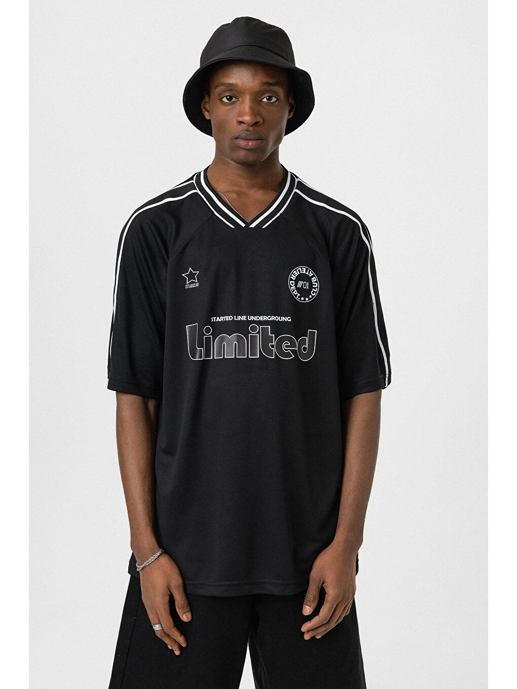 Baskılı Oversize Forma Tişört Siyah-2