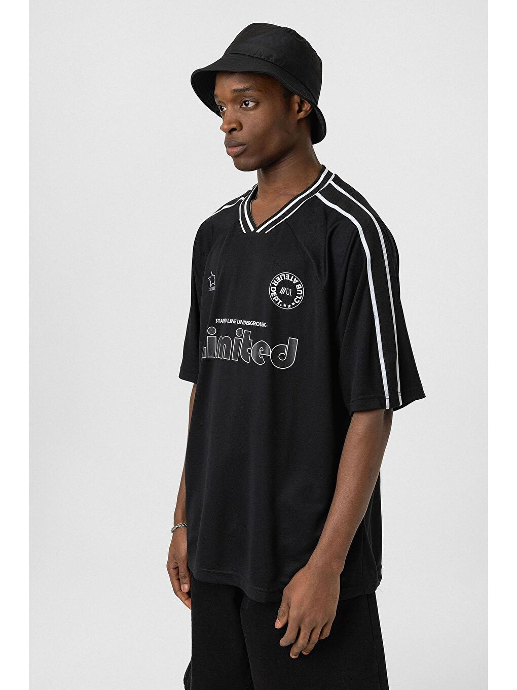 Baskılı Oversize Forma Tişört Siyah-3