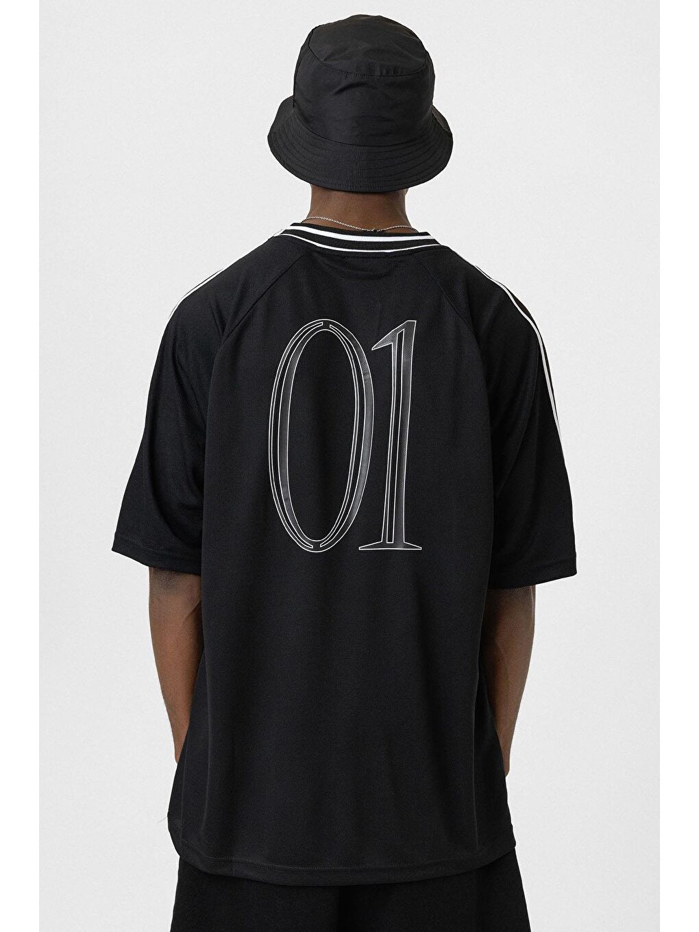 Baskılı Oversize Forma Tişört Siyah-4