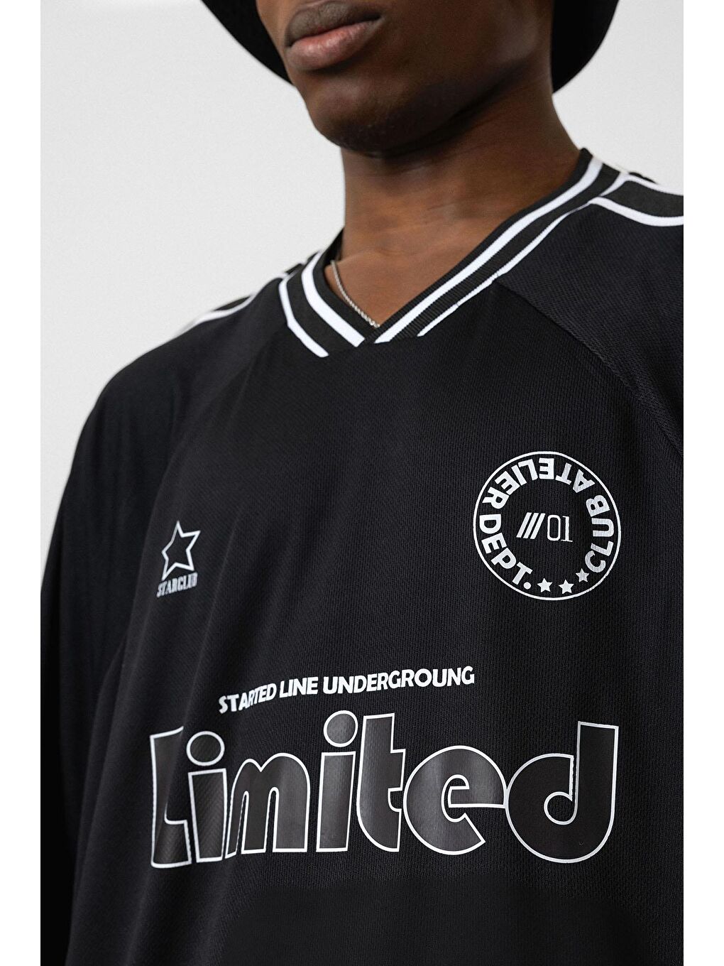 Baskılı Oversize Forma Tişört Siyah-5