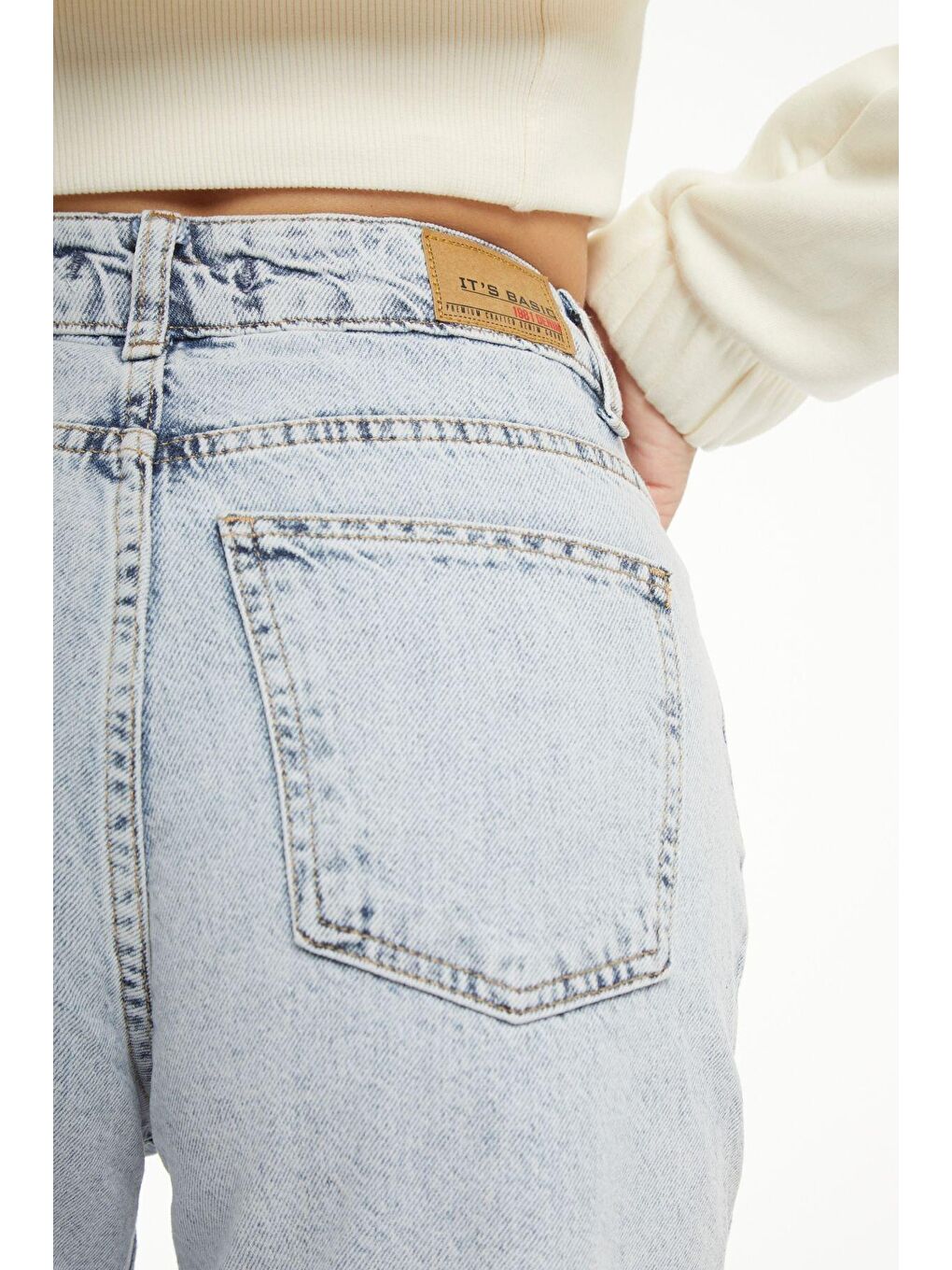 Mavi Kadın Snow jean Rengi Midi Boy Yüksek Bel Jean Şortolon-5