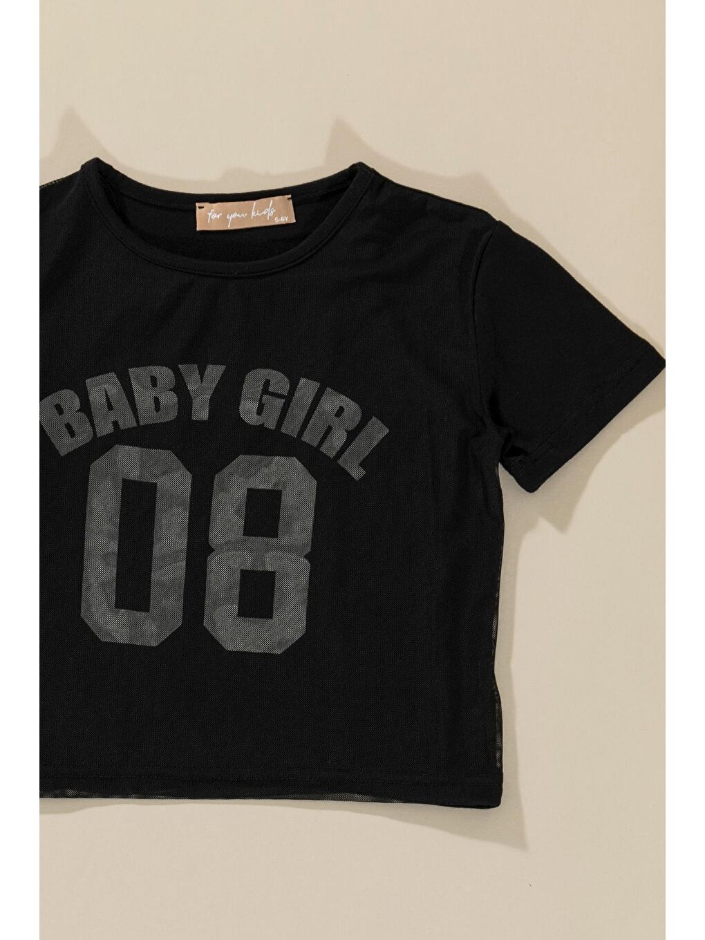 For You Kids Siyah 3'lü Baby Girl Baskılı Tshirt Atlet Tayt Siyah Takım - 2