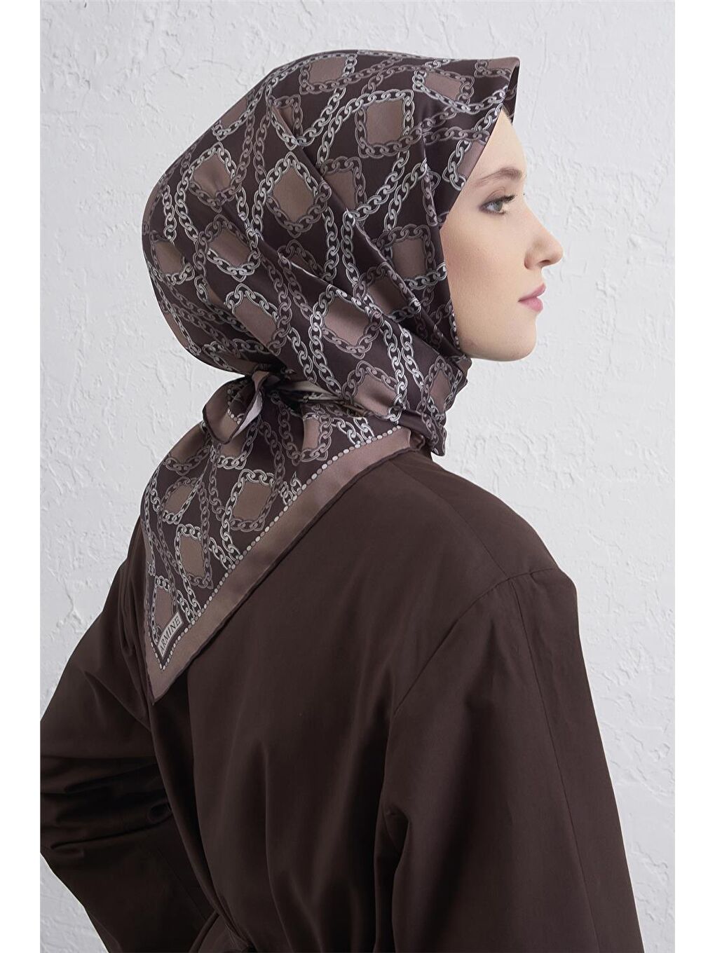 Kahverengi Saf İpek Sura Eşarp 9410D 87-2