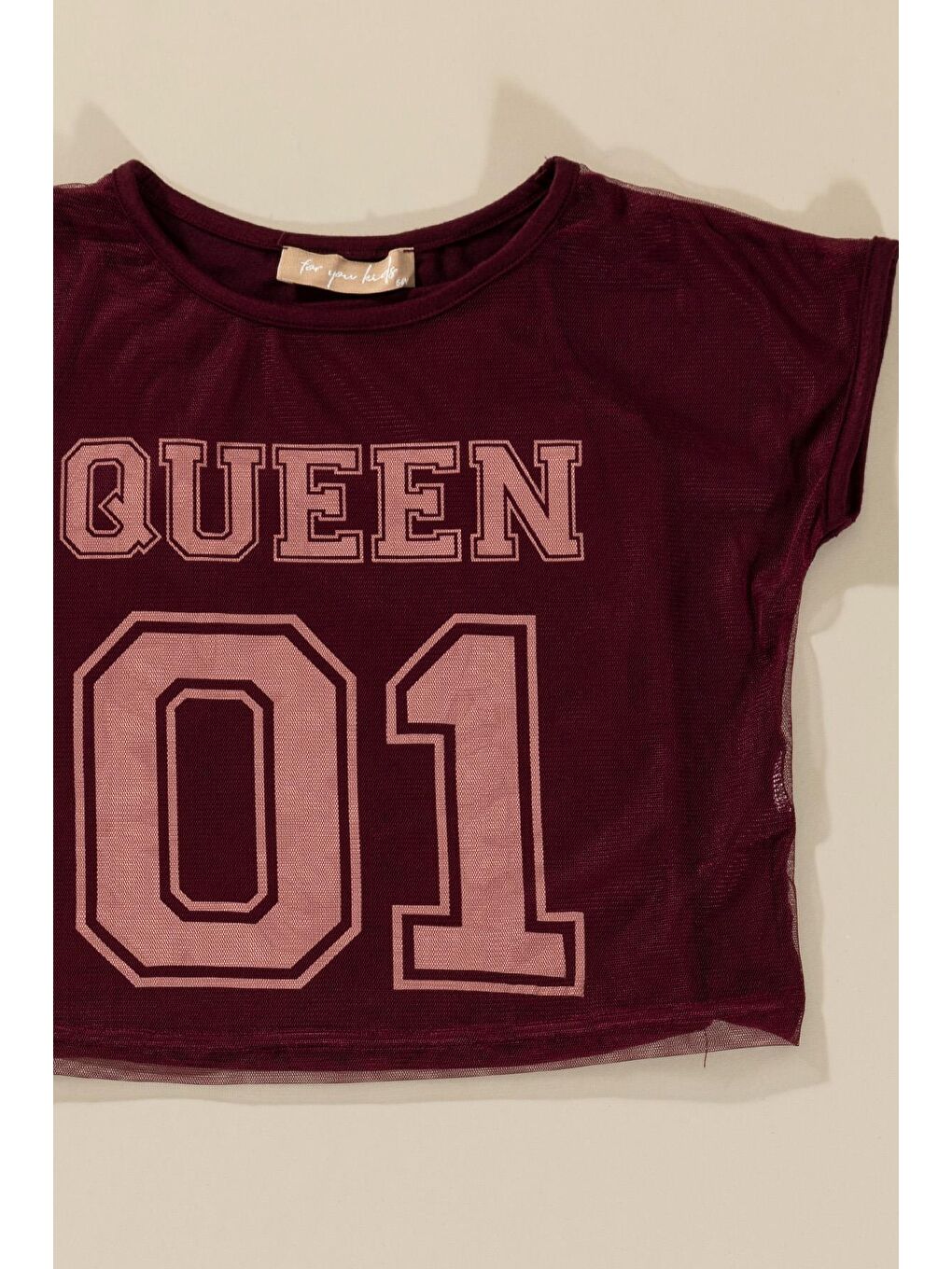 For You Kids Bordo 3'lü Queen Baskılı Tshirt Atlet Tayt Bordo Takım - 4