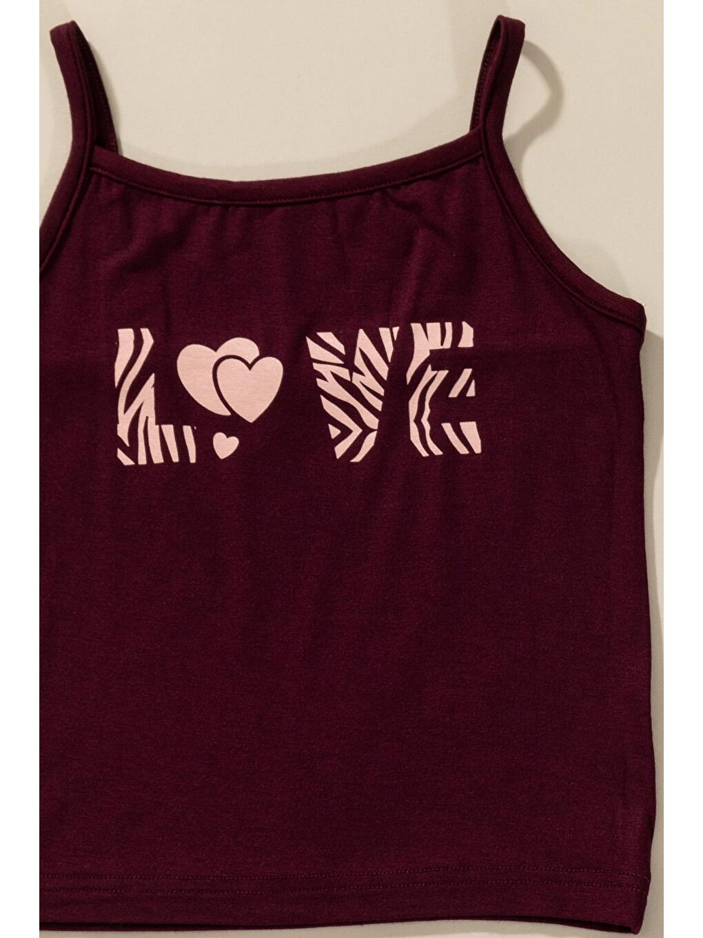 For You Kids Bordo 3'lü Love Baskılı Tshirt Atlet Tayt Bordo Takım - 1