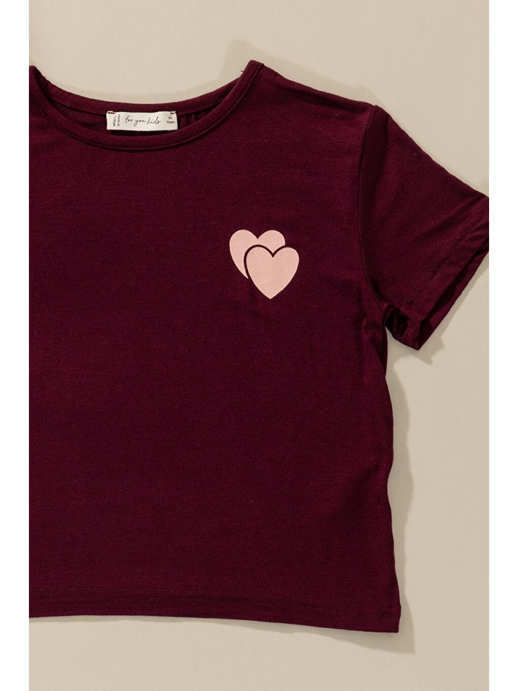 For You Kids Bordo 3'lü Love Baskılı Tshirt Atlet Tayt Bordo Takım - 2