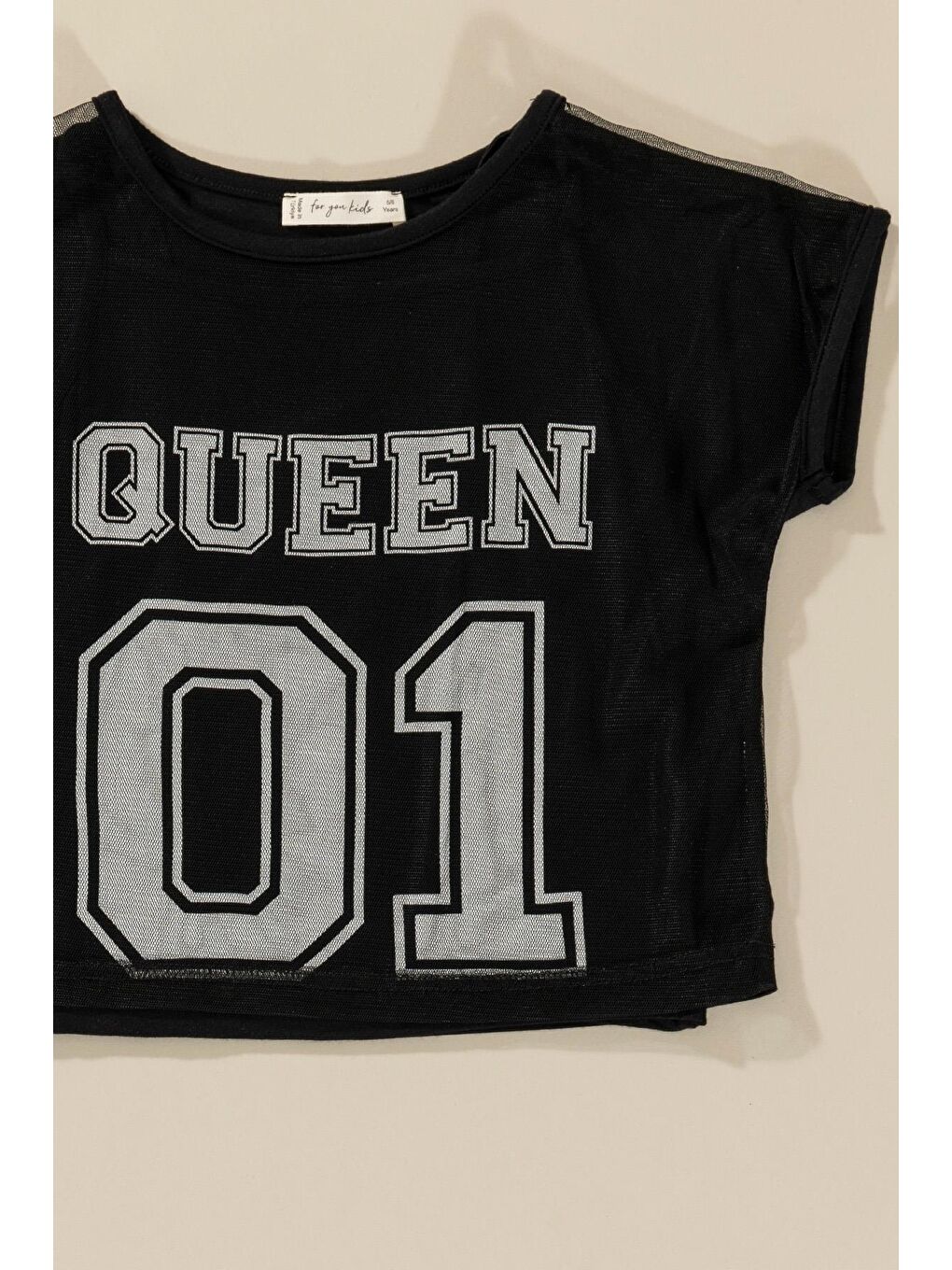 For You Kids Siyah 3'lü Queen Baskılı Tshirt Atlet Tayt Siyah Takım - 2